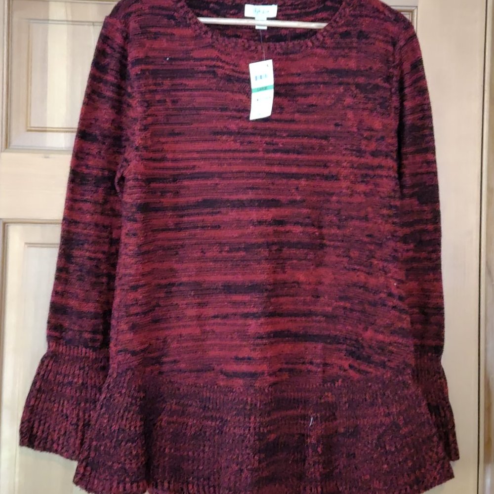 Style & Co Women's Bell Sleeve Marled Knit Sweater, Red